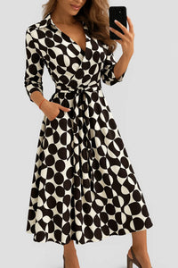 Rose | Robe Midi Chic Femme Élégante à Imprimé Unique et Taille Ceinturée