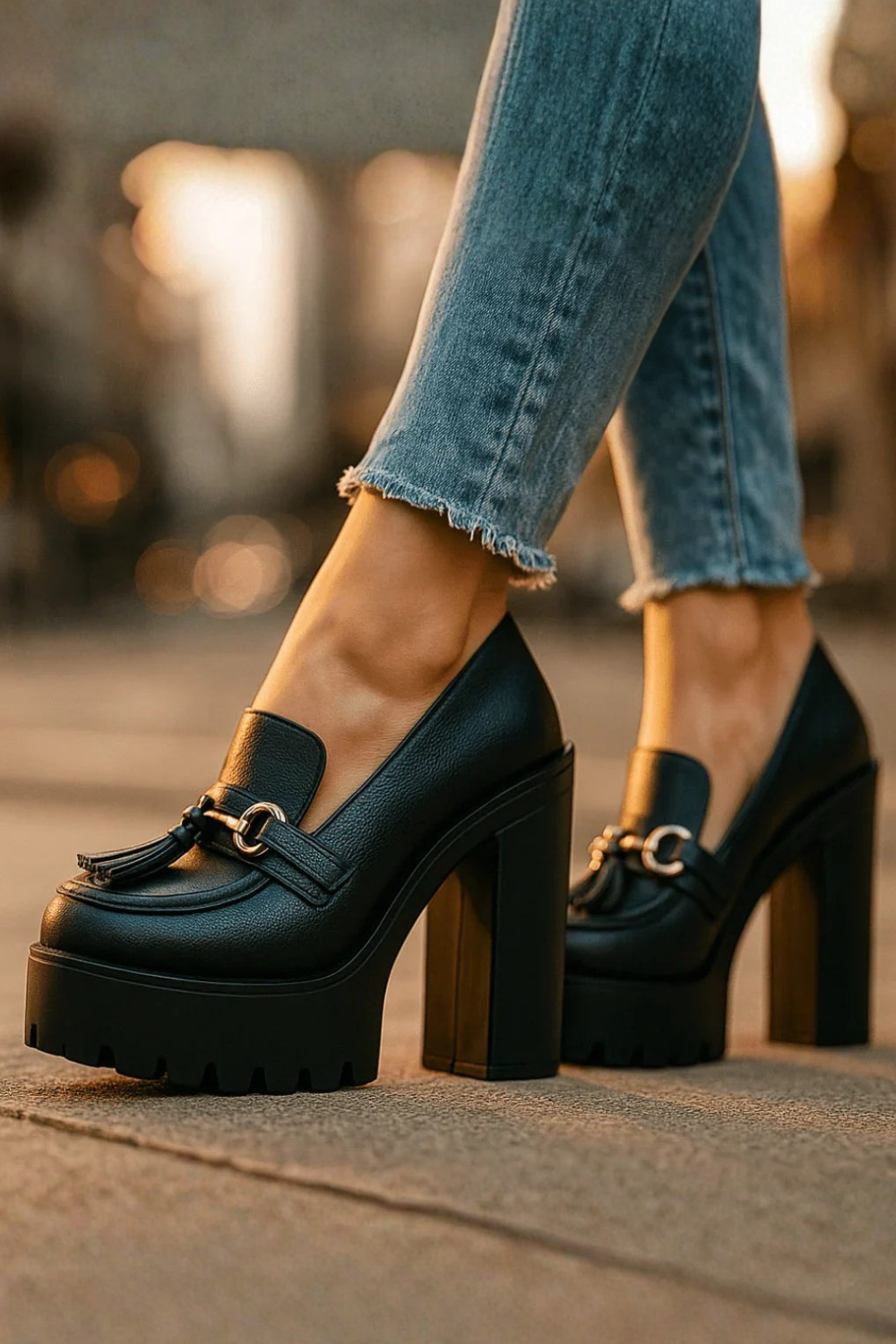 Sophie | Escarpins Femme à Talon Bloc – Talons Chic avec Pampilles pour Confort et Style