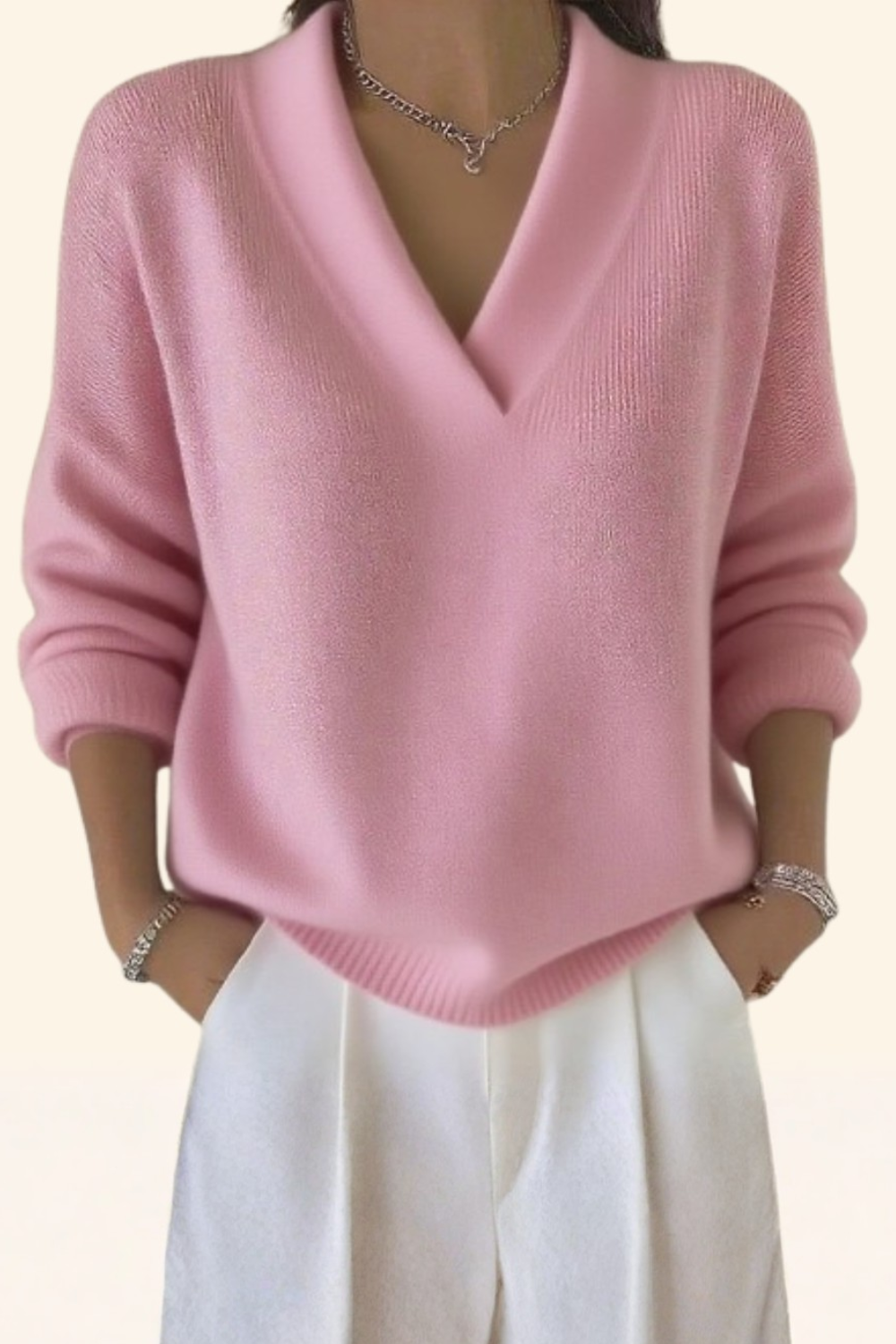 Léa | Pull Femme Élégant à Col V – Style Confortable et Idéal pour le Quotidien