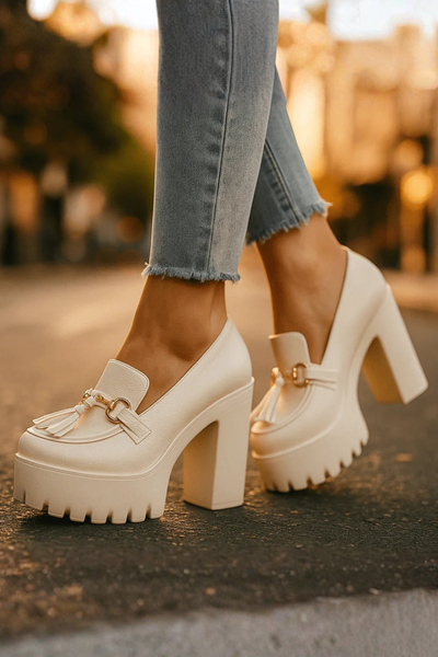 Sophie | Escarpins Femme à Talon Bloc – Talons Chic avec Pampilles pour Confort et Style