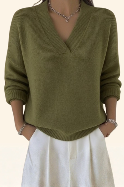 Léa | Pull Femme Élégant à Col V – Style Confortable et Idéal pour le Quotidien