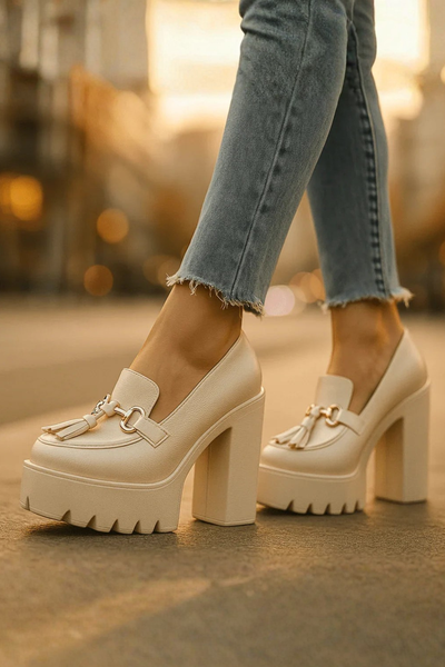 Sophie | Escarpins Femme à Talon Bloc – Talons Chic avec Pampilles pour Confort et Style