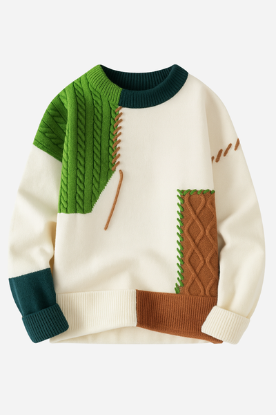 Lucas | Pull Homme Moderne Patchwork – Pull Décontracté et Stylé