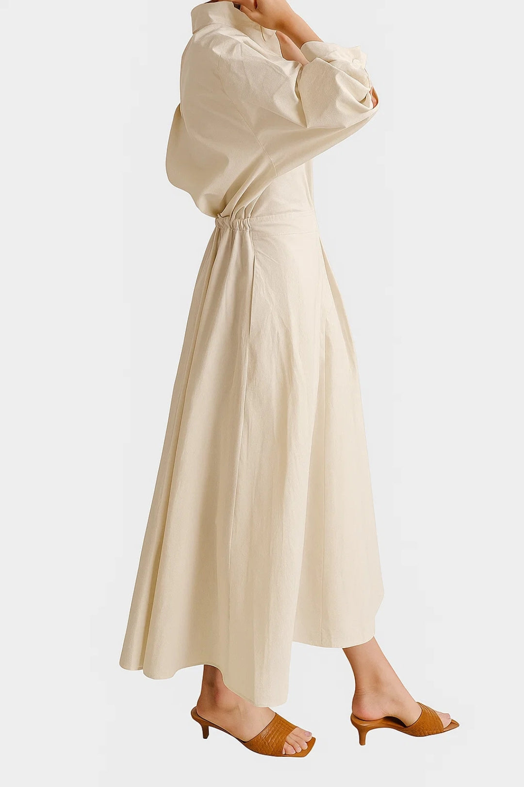 Luna | Élégante Robe Chemise Femme Longue à Manches Trois-Quarts