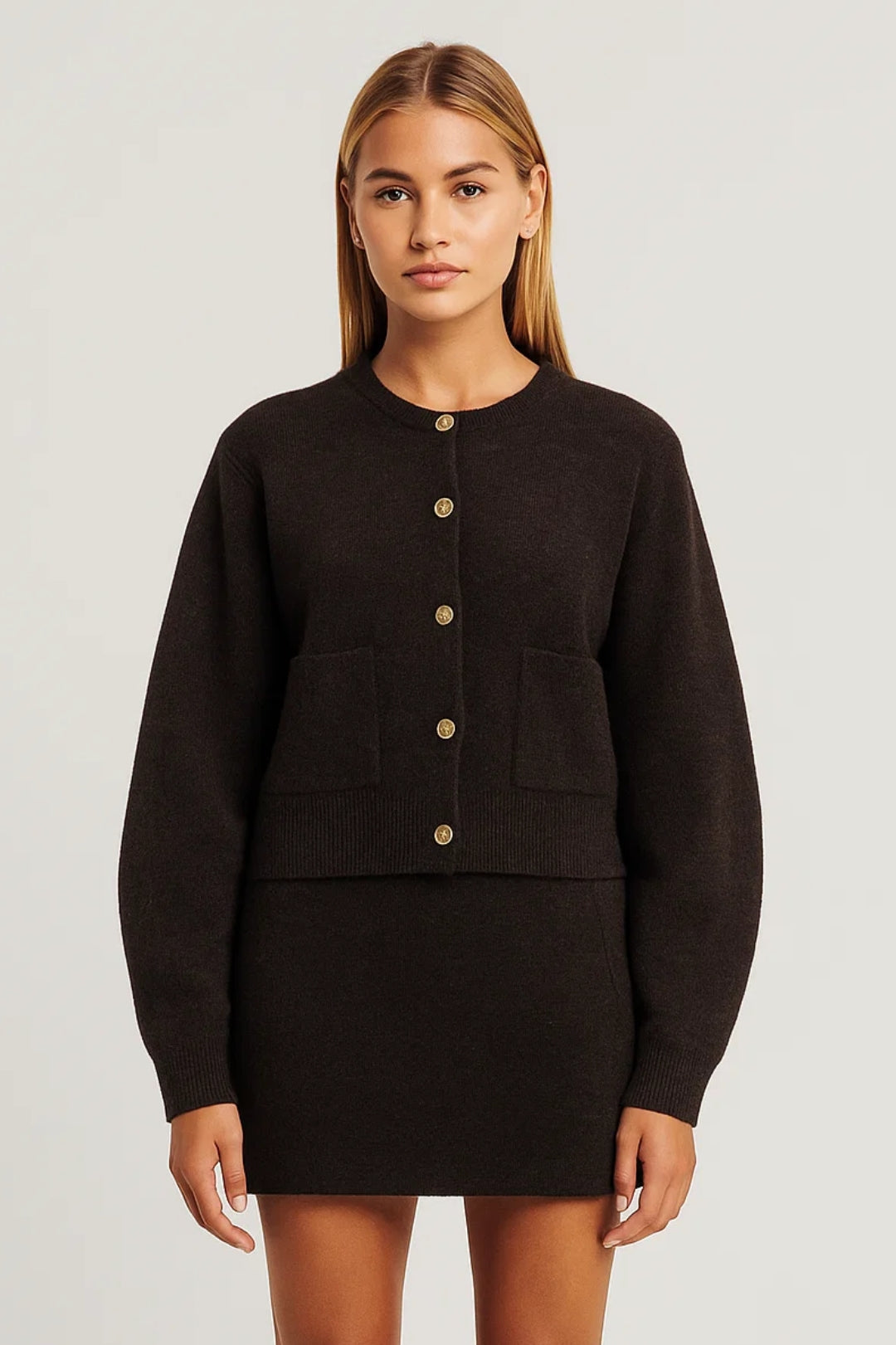 Emma | Ensemble Coordonné Élégant avec Cardigan et Minijupe pour Femme