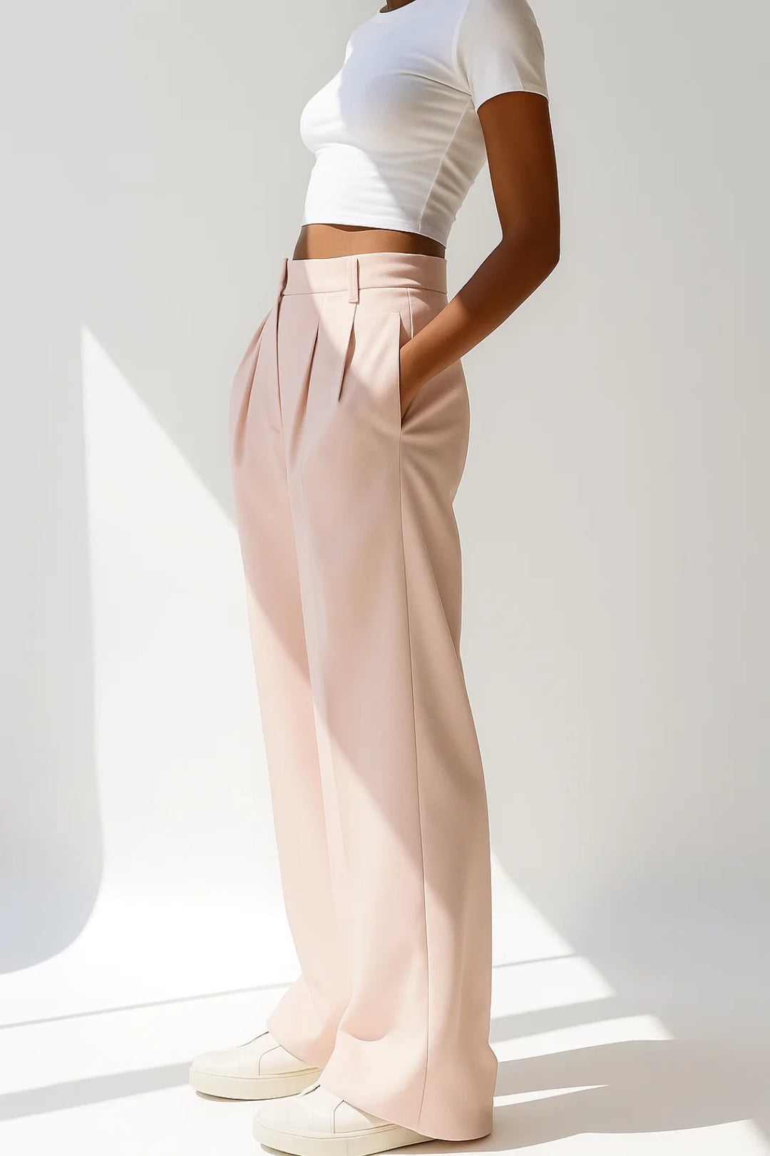 Romy | Pantalon Palazzo Femme Élégant à Plis pour Tous Les Jours