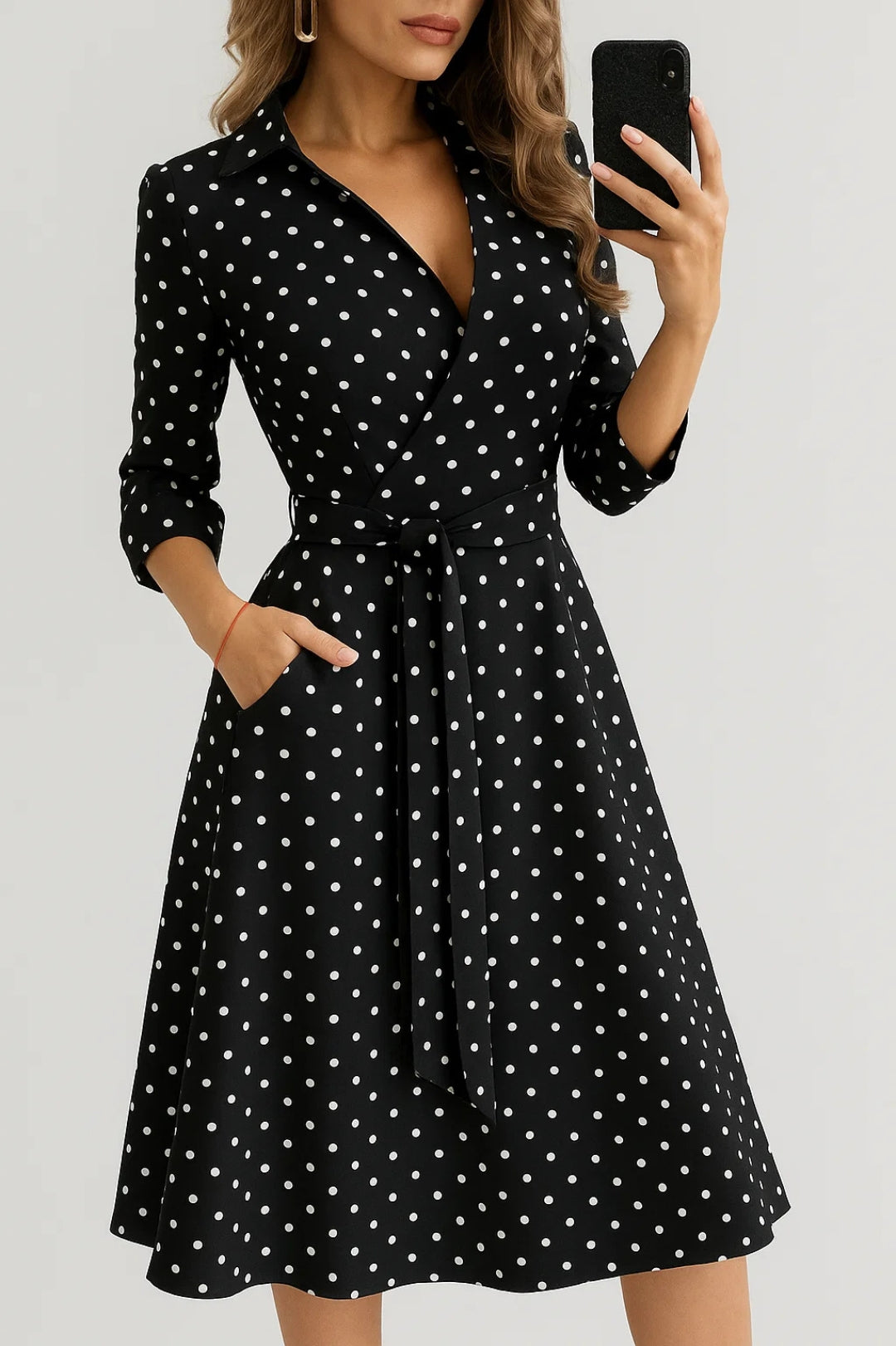 Rose | Robe Midi Chic Femme Élégante à Imprimé Unique et Taille Ceinturée