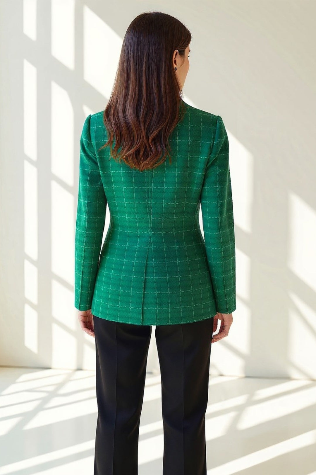 Lénaé | Élégant Blazer Femme à Motif à Carreaux pour un Style Sophistiqué