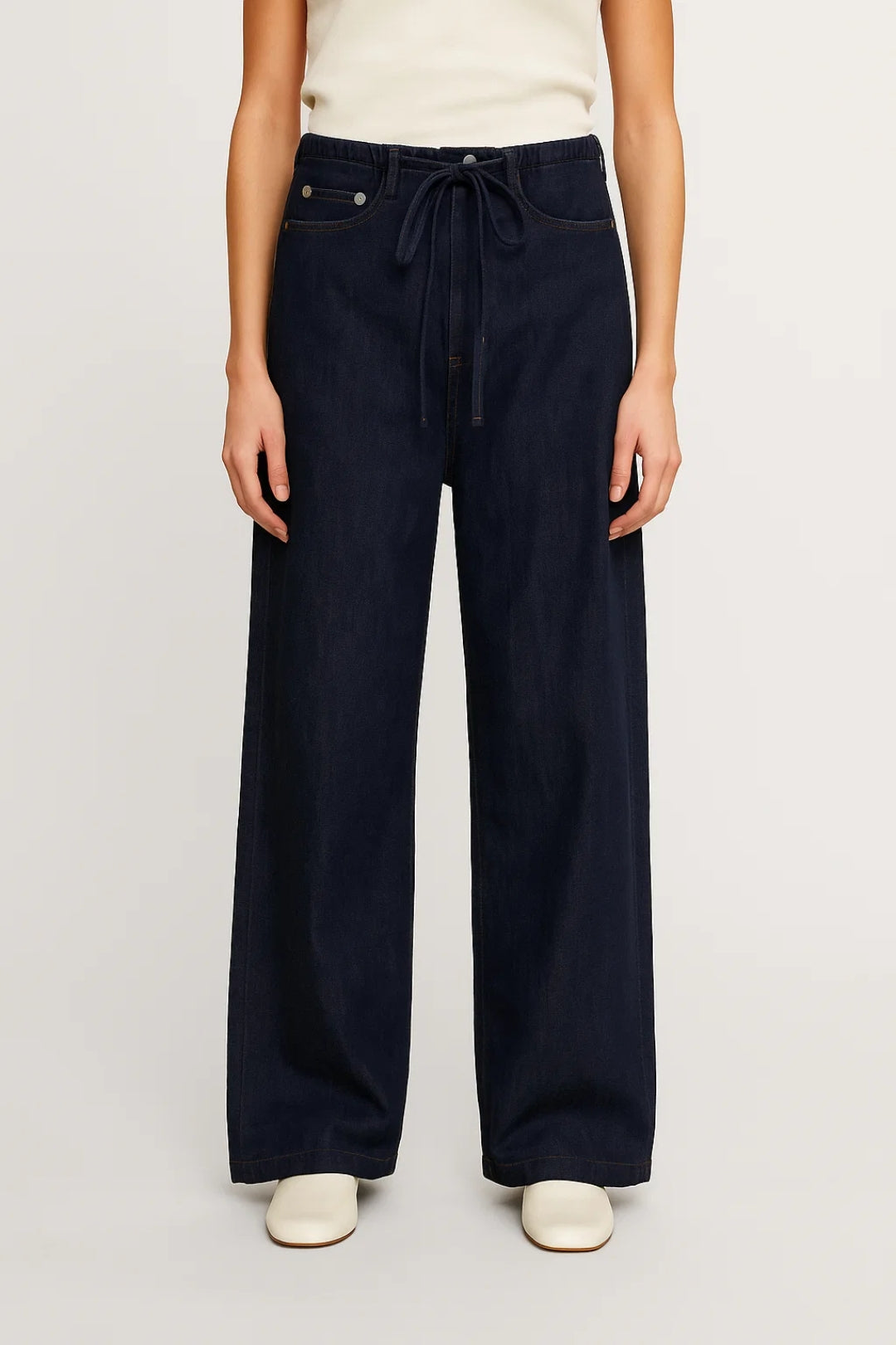 Mila | Jean Large Femme Confortable avec Taille Élastiquée et Cordon de Serrage