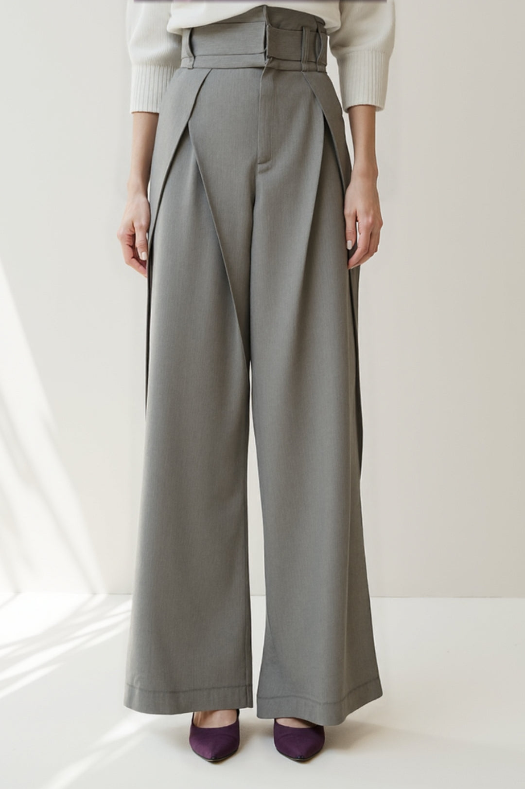 Sia | Pantalon Tailleur Femme Chic à Taille Haute et Jambe Large