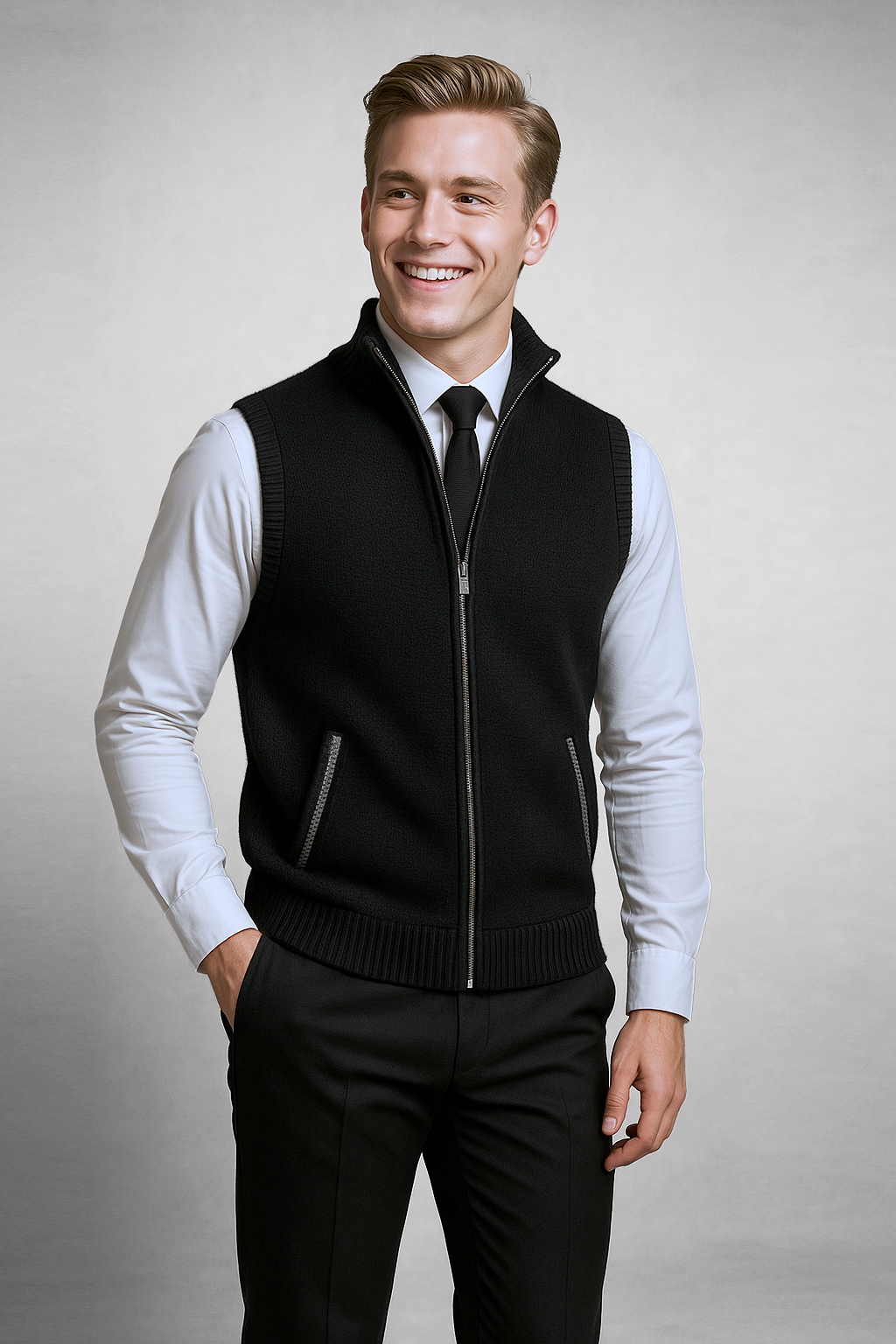 Gabrielle | Gilet Homme avec Fermeture Éclair – Élégant, Doux et Polyvalent