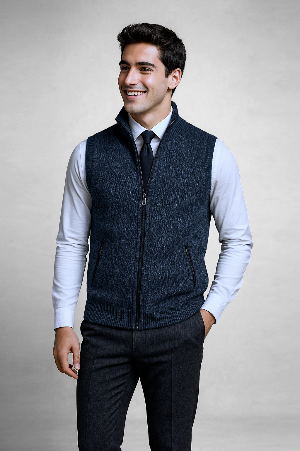 Gabrielle | Gilet Homme avec Fermeture Éclair – Élégant, Doux et Polyvalent