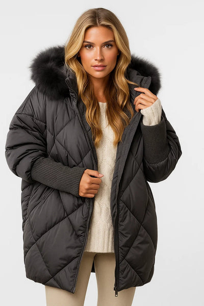 Gaïa | Élégante Doudoune Longue Femme Matelassée avec Capuche