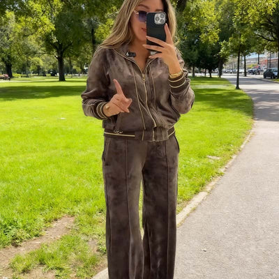 Alyn – Veste zippée et pantalon à jambe large